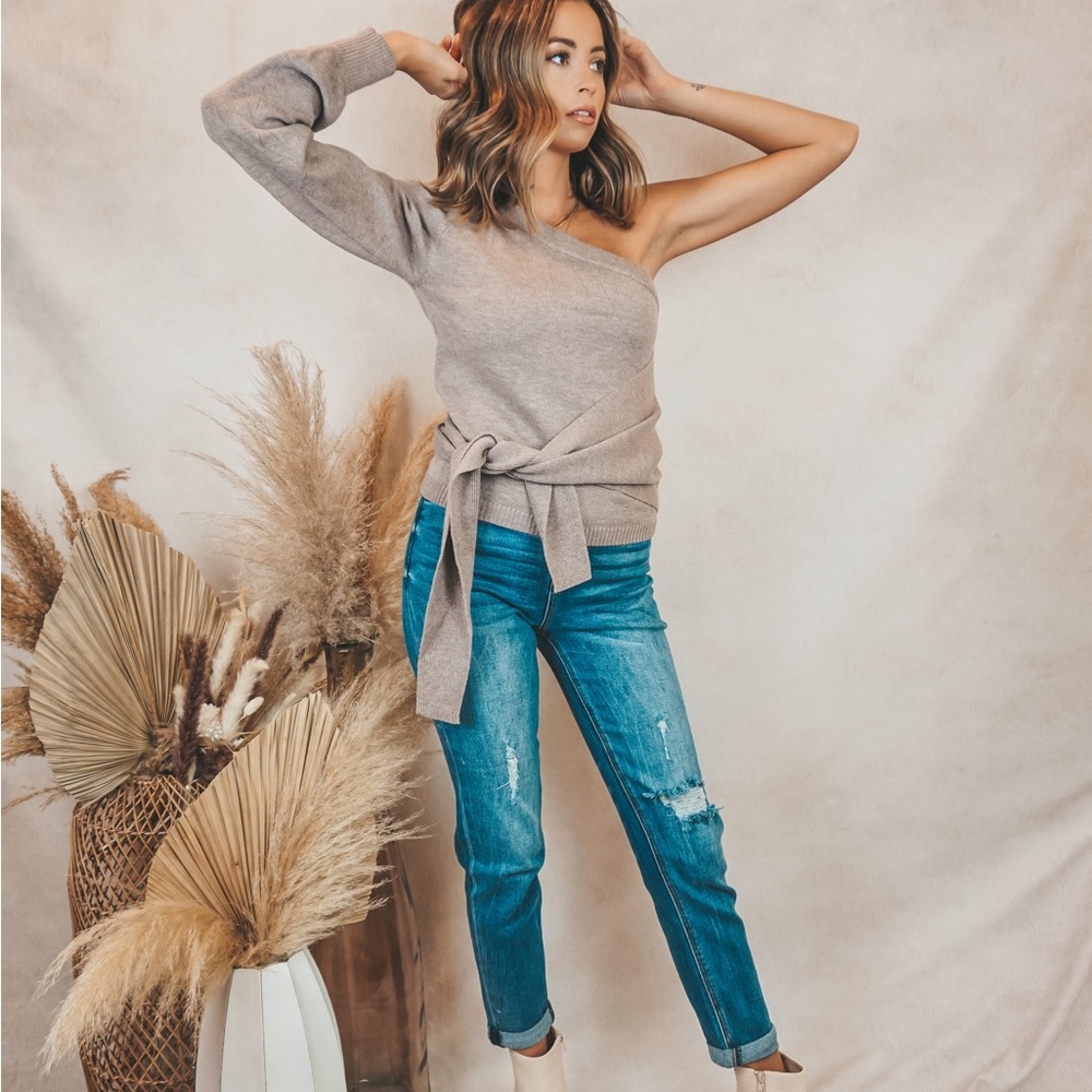 Cold shoulder sweater